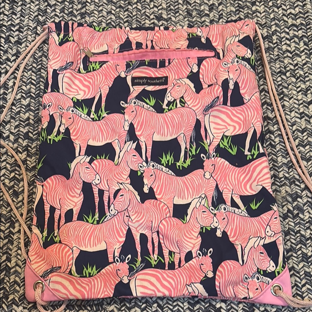 Simply Southern Pink and Black Backpack with Whimsical Design